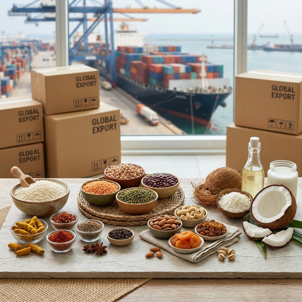 Assorted food commodities prepared for wholesale and export trade