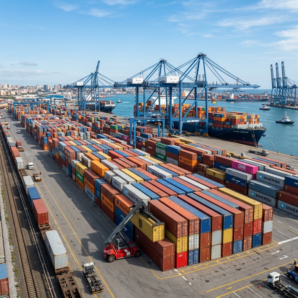 Cargo container prepared for international shipment